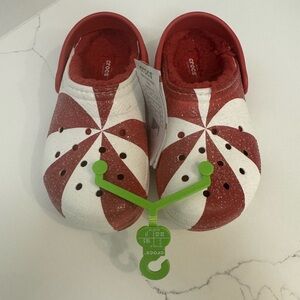 CROCS Kids classic lined Holiday peppermint crocs